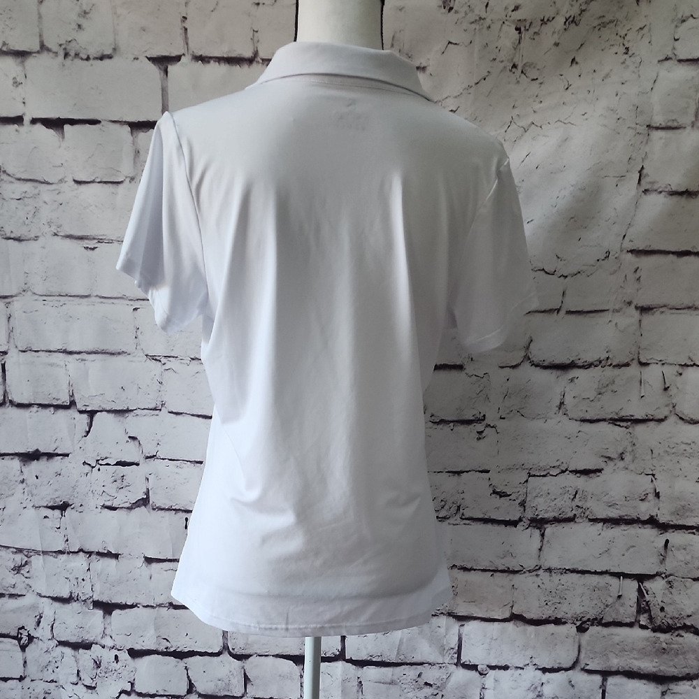 ISEEGZ White Short Sleeve Polo Shirt Golf Activewear Tennis Womens Size M - Picture 2 of 13